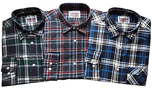 Canada Forest Herren 3er Set Holzfäller Arbeitshemden Extra Lang 70010 Flanell Übergrößen (XXL, Mehrfarbig 2)