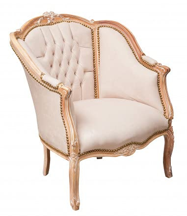 Biscottini Poltrona barocca 80x94x82 cm | Sedie luigi XVI imbottite beige | Sedia salotto in stile francese | Poltrona shabby chic