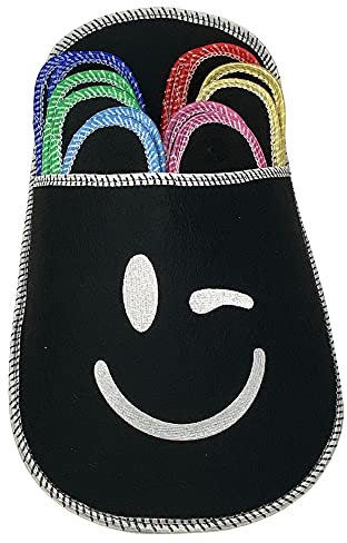 diMio Hausschuhe Set SCHWARZ 13-TLG. Gr. 36-45 in bunten Farben mit Aufbewahrungstasche