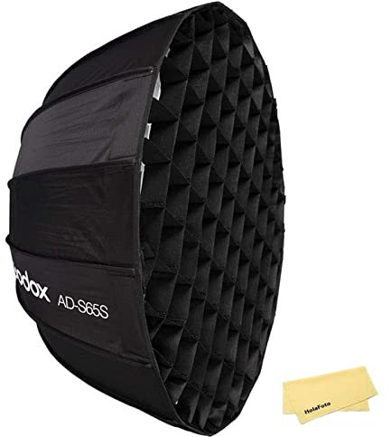 Godox AD-S65S 25.6 Pollici/65cm Portatile Ombrello Softbox con Godox Montatura,Compatibile con AD400Pro AD300Pro ML60 ML60Bi ML30 ML30Bi Strobo Flash per Fotografia Ritrattistica (Interno Argento)