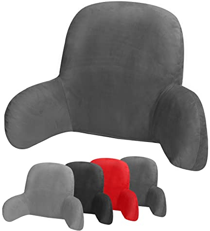 Dhouse Reading Pillow 58x40x25cm Lumbar Support Cushion with Removable Cover TV Relax Sofa Chair Back Supports Plush Backrest for Pregnancy Arm Back Head Support (Dark Grey)