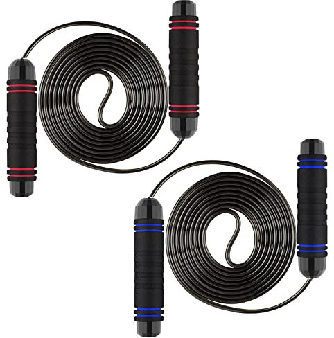 Habett Springseil, 2 Stück Speed Rope mit Kugellagern, Länge Einstellbar, Jump Rope mit Rutschfesten Handgriffe, Seilspringen für Fitness & Training geeignet für Kinder und Erwachsene -3M
