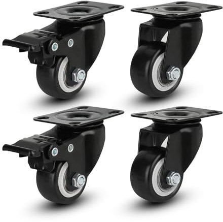 LONTAN 4er Set Möbelrollen mit Bremse Rollen 40mm Schwerlastrollen Rollen für Möbel Tragkraft 50kg pro Lenkrollen, Möbelrollen Transportrollen Bockrollen Gummirollen