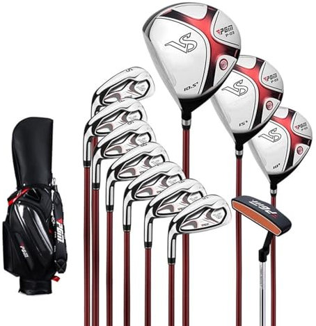 Produkte 11 Herren-Golfschläger for Linkshänder, Titan-Driver, Paket enthält 3 Hölzer, 7 Eisen, Putter, Golftasche, geeignet for Golf, Anfänger, Outdoor, Indoor