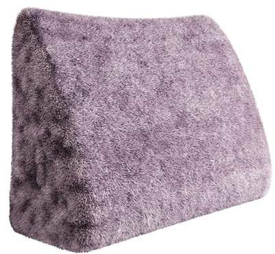 BNCKTRD Cojín de espalda de felpa cálido para cama y sofá, cabecera del respaldo, cojín triangular, cojín para libros, cojín de pared para cama, otoño, invierno, lavable a máquina, gris y lila, 180 cm