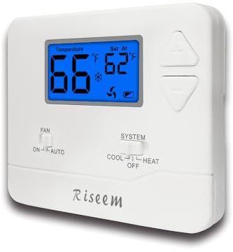 Non-Programmable Thermostat for Home Single-Stage Systems, 1 Heat/1 Cool, Easy DIY Install, Blue Backlight