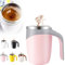 2025 Upgrade Automatic Magnetic Stirring Coffee Mug, Portable Rechargeable Magnetic Stirring Coffee Mugs, Lazy Stainless Steel Self Stirring Coffee Mug for Home,Office,School,Travel (Pink)