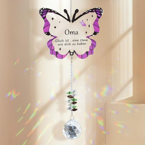 Vicloon Atrapasoles de Cristal, Cristal Mariposa Colgante, Prisma Cristal Colgante, Adornos Cristal Decoración de Ventana, Regalo para el Día de San Valentín y el Día de la Madre para Abuela