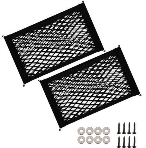 Verazquy 2 Pcs Universal Elastic Car Cargo Nets - Mesh Storage Organiser for Vehicle Boot, Trunk, Campervan Caravan - Keep Luggage, Groceries Secure (40x20cm).