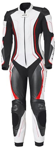 Held Ayana 3 - Combinaison en cuir pour femme - Certifié AAA CE selon la norme EN 17092 - Avec protections de niveau 2 D3O - Genouillères - Cuir de vachette souple - Noir/blanc/rouge - Taille : 40