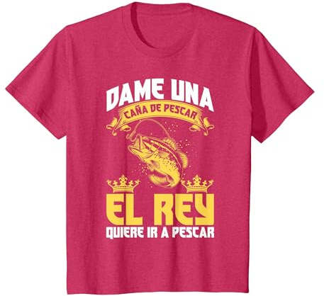 Dame Una Cana De Pescar El Rey Humor Deporte Pescador Regalo Camiseta, Niños, Rojo Jaspeado, 6 años
