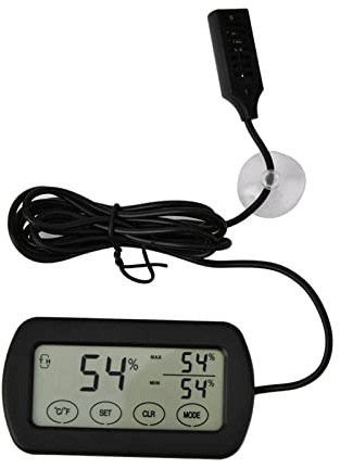 Thermomètre et hygromètre pour incubateur d’œufs à écran LCD, moniteur numérique de température et d’humidité pour aquarium de reptiles avec ventouse, commutable °F/°C pour un cont