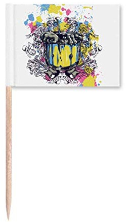 Graffiti Street Barrel Guitar Hands Pattern Toothpick Flags Marker Topper Party Decoration