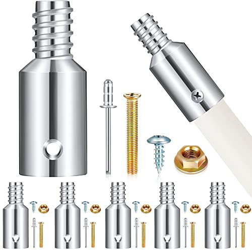 Zhengmy 6 Pcs Threaded Tip Replacement, Broom Handle Threaded End, Pole Handle Replacement, Extension Pole Adapter Tips for Metal Broom(1 Inch)