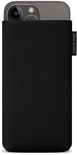 Adore June Handytasche Classic Recycled Schwarz kompatibel mit iPhone 14-15 Plus/iPhone 14-15 Pro Max, Moderne Nachhaltige R-PES Stoffe, Made in Europe