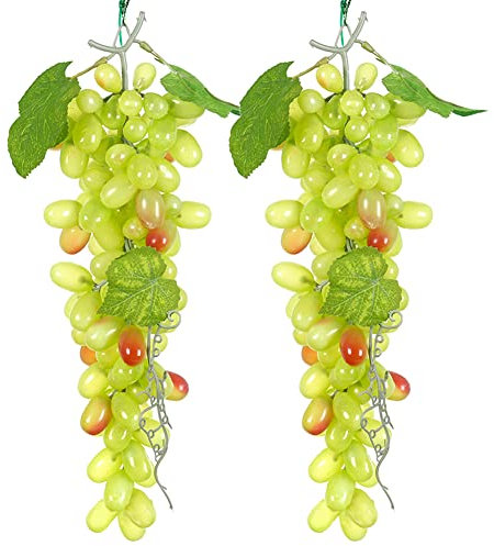 URFEDA Künstliche Weintrauben Trauben Kunstobst Obst Dekoration Weintrauben Kunstobst Künstliches Obst Gemüse Dekoration Künstliche Trauben Deko Gefälschte Trauben Faux Obst Requisiten Grün