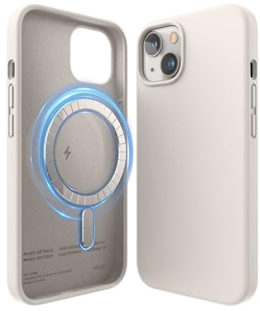 elago Magnetic Silicone Case Compatible with iPhone 13 Case (6.1) Compatible with MagSafe, Built-in Magnets, Premium Liquid Silicone, Protective Cover, Compatible with MagSafe Accessories (Stone)