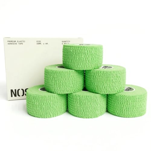 6-pack crosstraining elastisk självhäftande premiumtejp för tyngdlyftning krokgrepp fingertejp (grön)