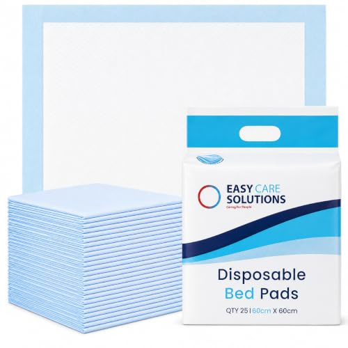 25 x Easy Care Solutions ECO Incontinence Bed Pads | 60 x 60cm | Highly Absorbent | Soft Top Sheet | Waterproof Backing | Reliable Bed & Chair Protection | For Adults & Children | Pack of 25