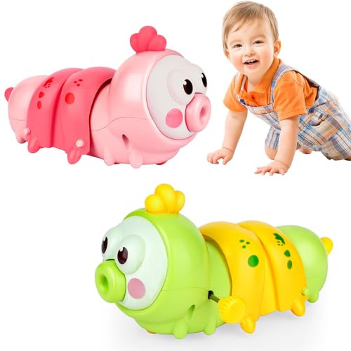 OFUN Baby Spielzeug ab 3 6 9 Monate, Krabbelspielzeug Tummy Time Toys, 2 Pack Wind Up Spielzeug für Baby 8 9 Monate 1 Jahr, Vorschule Kleinkind Aktivitäten, Geburtstagsgeschenk für Kinder