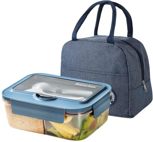 ZDL Lunch Box Bento Compartimentée, Anti-Fuite avec Couverts pour Enfant et Adulte, Boîte à Déjeuner