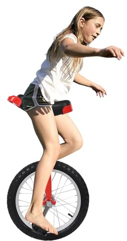 fvscgjmwp Outdoor Wheeled Unicycle, 16-inch Chrome-Plated Unicycle with Adjustable Height (28-32in) for Heights 3.75-5.09ft, Red