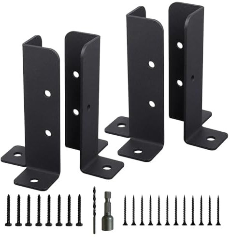 Swiixxer 4Pcs Adjustable Deck Post Anchor Base Brackets Fence for Pergola Fence Railing Mailbox Pavilion Garden Tool