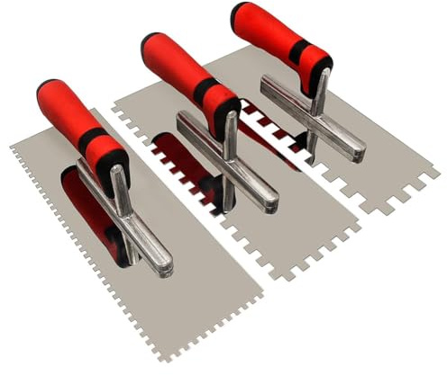 Fuhjythy Stainless Steel Square Notched Trowel Set forWall Floor Tiling Installation Trowel forTile Installation