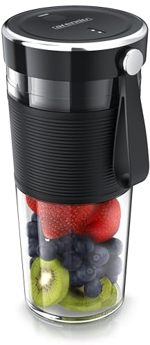 Arendo - Smoothie Maker to GO – tragbarer kabelloser Mixer 350 ml – Akkubetrieb Li-Ion - BPA freie Flasche – ideal für Smoothies und Protein-Shakes - Standmixer für unterwegs - Sport Reisen Urlaub