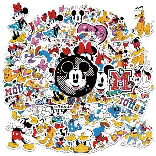 50Pcs Mickey Mouse Sticker for Kids, Cute Disney Cartoon Waterproof Vinyl Stickers for Adult Teen Girl Student Water Bottle Laptop Phone Guitar Notebook Skateboard Travel Case Scrapbook Helmet