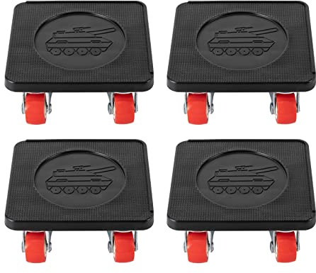 Juego de 4 ruedas para muebles, carga pesada, hasta 400 kg, ruedas de transporte giratorias 360° con superficie antideslizante para mudanzas, elevadores de muebles para armarios, sofás, frigoríficos