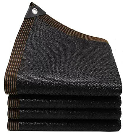 Telone ombreggiante al 98% dai raggi UV con occhielli, tessuto a rete nero per privacy, serra, balcone, cortile, tetto e posto auto coperto, telone traspirante con protezione solare (largo)