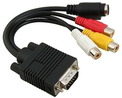 ELAYARD Adaptateur Vga vers 3 Rca et S-vidéo pour PC et Ordinateurs Portables, Câble Pvc 20 Cm, Compatible Cartes Graphiques Série et Nv6, Conversion Vidéo Unidirectionnelle, Signal Svga