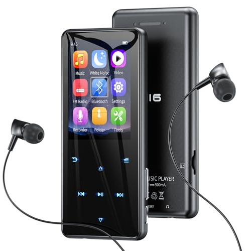 Reproductor MP3 con Bluetooth 5.3, 64 GB y Pantalla de 2,4 – con Teclas táctiles, Altavoz, Carcasa metálica, Sonido Hi-Fi, 18 Sonidos para Dormir, Radio FM, Lector de e-Books – Ampliable hasta 128G