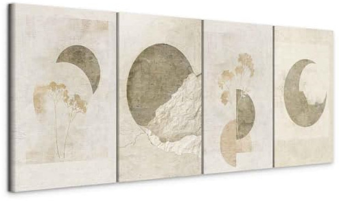 murando - Set di 4 Quadri Fonoassorbenti Grandi Componibili Astratto Geometrico Luna 240x90 cm (4 pz. 60x90 cm ognuno) - Collage 4 Pezzi - Quadro Acustico Stampa su Tela Camera da Letto a-H-10146-b-a