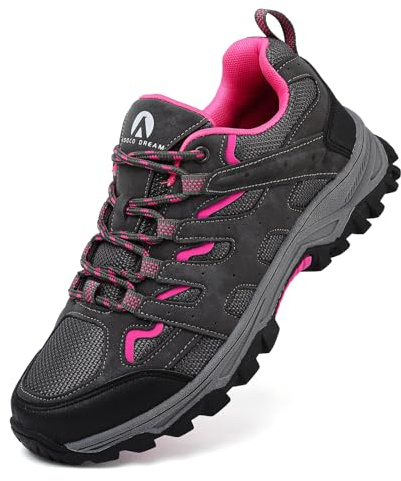 Unitysow Scarpe da Escursionismo Uomo Donna Scarpe da Trekking All'aperto Antiscivolo Arrampicata Sportive Calzature da Montagna Passeggio,Rosso Rosa,36 EU