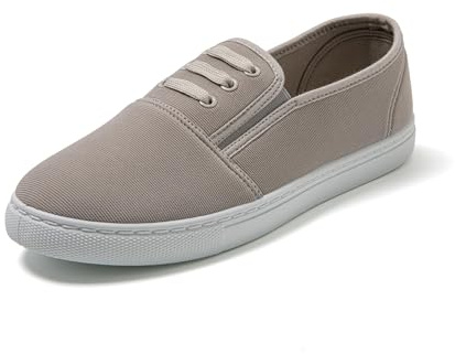 CLEIKS Scarpe Slip-on Donna Basic Tinta Unita Scarpe di Tela Perfette con Jeans e Vestiti (Grigio,39EU,SD9525)