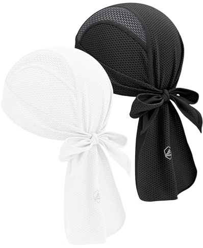 GXCROR Gorro Bajo Casco de Ciclismo, Bandana Deportiva Transpirable Hombre Mujer, para Moto y Running,Negro + Blanco