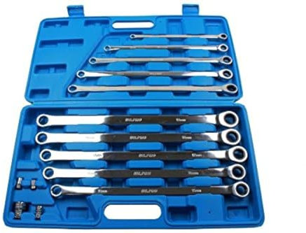 US PRO 10pc Extra Long Double Ring Single Gear Ratchet Spanner Wrench Set 8-19mm 3224