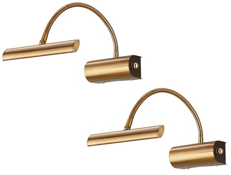 2 lampes modernes à LED - Idéales pour l'éclairage de tableaux - Avec bras flexible en laiton vieilli - Intensité variable via variateur rotatif