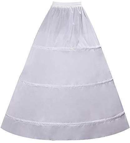 YULUOSHA Women Crinoline Petticoat 3 Hoops Skirt Elastic Half Slip A Line Underskirt for Wedding Ball Gown Bridal Dress, White, One Size