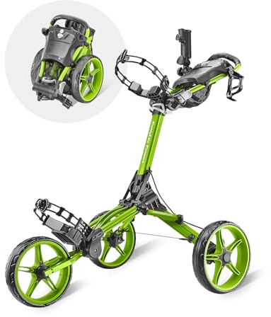 Caddytek CaddyLite Compact Golf Push Cart - Lightweight Aluminum 3-Wheel Foldable Golf Bag Cart with Quad-Fold System, EVA Wheels, Adjustable Handle, Brake, Mesh Net, Umbrella & Drink Holder