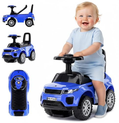 Rutschauto ab 1 Jahr, Kinderauto ab 12 Monaten, Baby Auto, Lauflernhilfe mit Hupe und Motorengeräuschen (Blau)