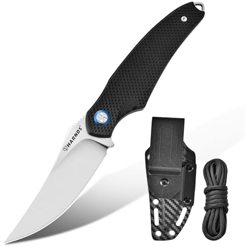 Harnds Haj Utomhus Fast Bladkniv med Kydex Stålblad D2 Perfekt Campingkniv Premium Survival Knife Bushcraft Knife (Svart - Satin)