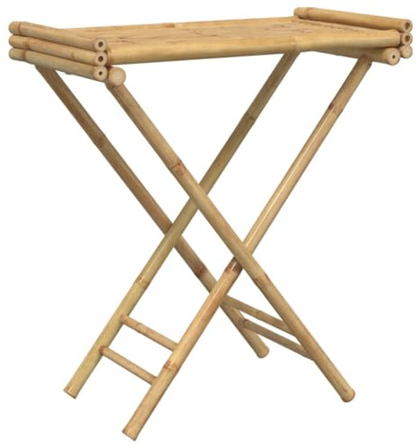 vidaXL Folding Tray Table - Bamboo Side Table 70.5x42.5x80 cm - Portable, Ventilated Design for Indoor/Outdoor Use, Garden & Patio