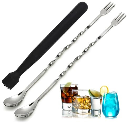 EORPAVU Ensembles d'accessoires de bar 2 agitateurs à cocktail avec 1 bâtonnet à mélanger noir pour glaces écrasées, bâtonnet à mélanger, bâtonnet à mélanger, bâtonnet à mélanger