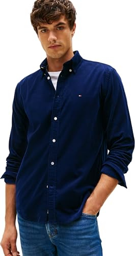 Tommy Hilfiger Chemise Homme Solid Corduroy Regular Fit, Bleu (Imperial Navy), L
