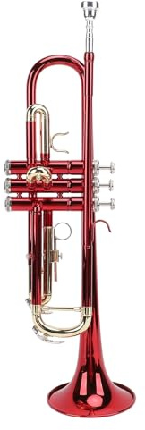 Trumpet Kit Guldnycklar Bb Trumpet Bb Trumpet Brass Standard Black Trumpet Instrument for Student School Band Orchestra Vuxen Kid Nybörjare med Väska för Nybörjare Band Röd