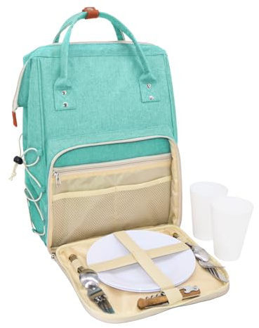 Les Jardins de la Comtesse Picknick-Rucksack für 2 Personen, isoliert, Türkis, 1,5 kg, 31 x 19 x 42 cm