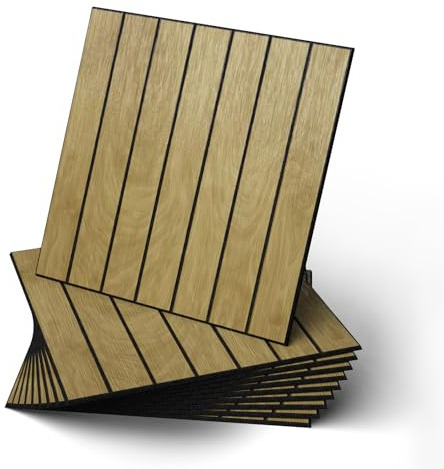 WADILE Paneles de Pared Autoadhesivos Imitación Madera 30×30 cm | Paneles Decorativos de PVC Insonorizados para Salón y Dormitorio – Pack de 30, Roble Claro